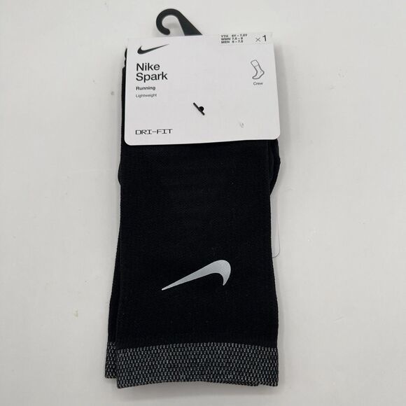 Nike Spark Running Crew Socks Black Dri-Fit Lightweight Men’s 6-7.5 Womens 7.5-9 - Picture 3 of 5